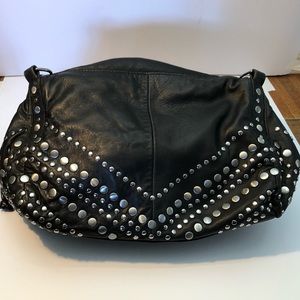 Junior Drake Black Stud Leather Shoulder Bag